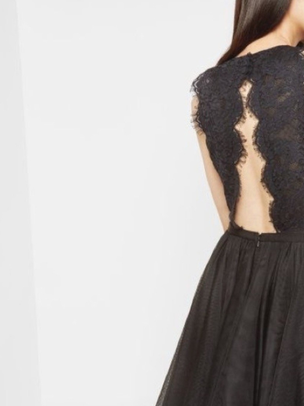 Ted Baker London Pitara Black Lace Open-Back Fit-and-Flare Dress